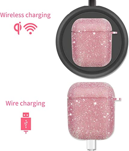 Bling Airpods Case, Cute Glitte Diamond Airpod 1St/2Rd Case Cover For Girls Women, Rhinestone Airpods Protective Case With Keychain, Scratch Proof And Drop Proof (Pink) #TOP5