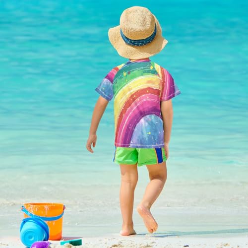 Toddler Boy Short Sleeve Rashguard Swim Shirt UPF 50+ Sun Protection Quick Dry Shirt4