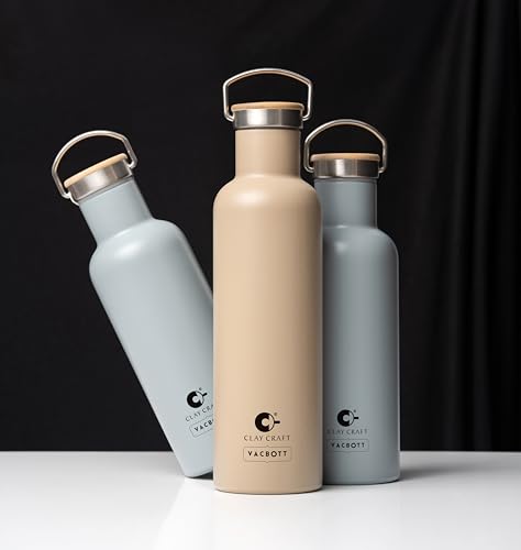Image of CLAY CRAFT VACBOTT Melissa Classic Double Walled 18 Hours Hot and 24 Hours Cold Vacuum Insulated Flask 860 ml, 2 Pcs Bottles for Travelling|BPA-Free|Leak Proof|BIS Certified|1Year Limited Warranty