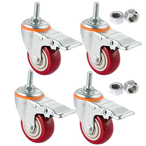 Roulettes pivotantes silencieuses en caoutchouc 3 pouces M12 lot de 4
