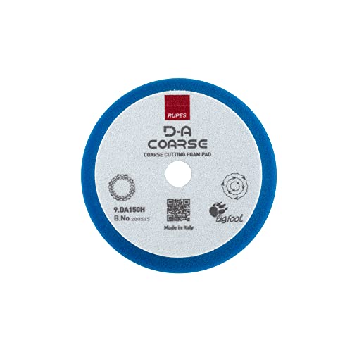 Image of RUPES 9.DA150H Pack of 1 Blue D-A Coarse Cutting Foam Pad 150mm | Ideal for Paint Correction & Gloss Enhancement | Mild to Severe Defect Removal | Compatible with 5 inch Backing Plate