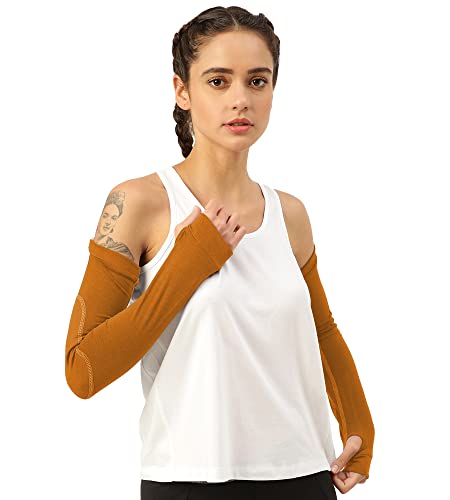 Image of Freecultr Women Breathable Bamboo Cotton Antibacterial Arm Sleeves with Built-in Gloves | Soft, Sweat-Wicking & Skin-Friendly