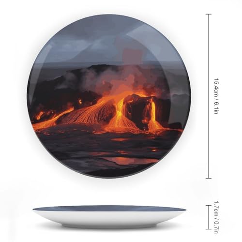 Plato decorativo de porcelana Bone China Kilauea Volcano 6 pulg miniatura 2