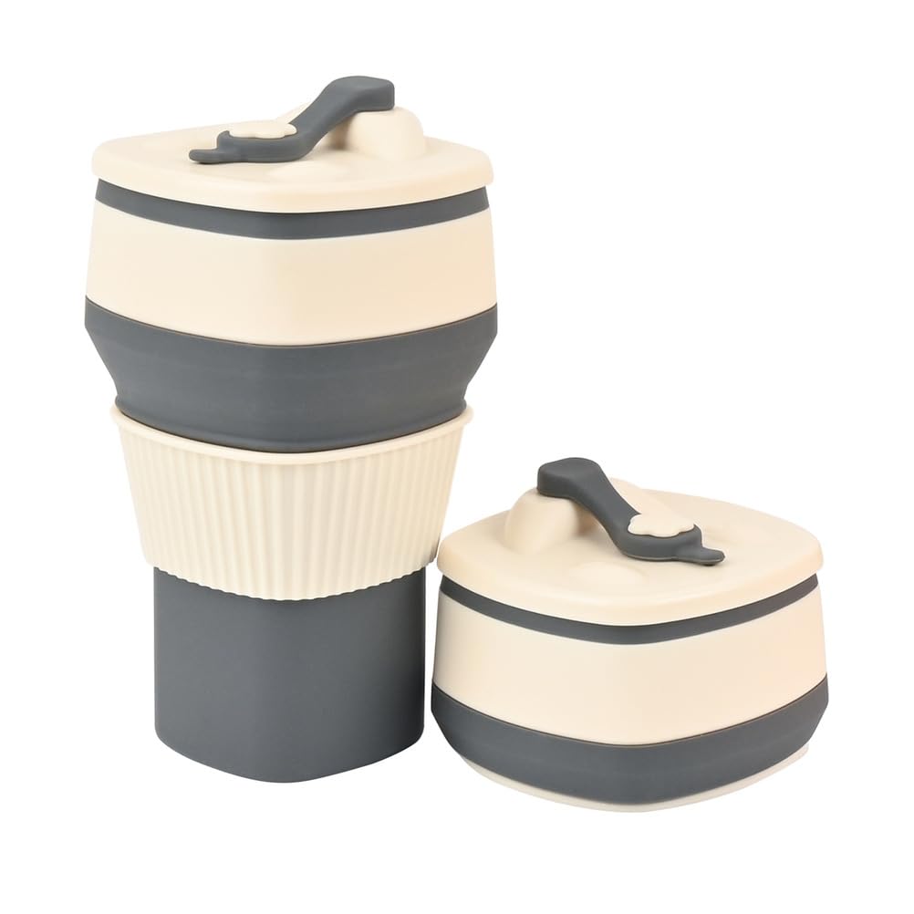 Tazza Da Viaggio Pieghevole Quadrata in Silicone Tazza Portatile Resistente Al Calore Con Coperchio 550 Ml