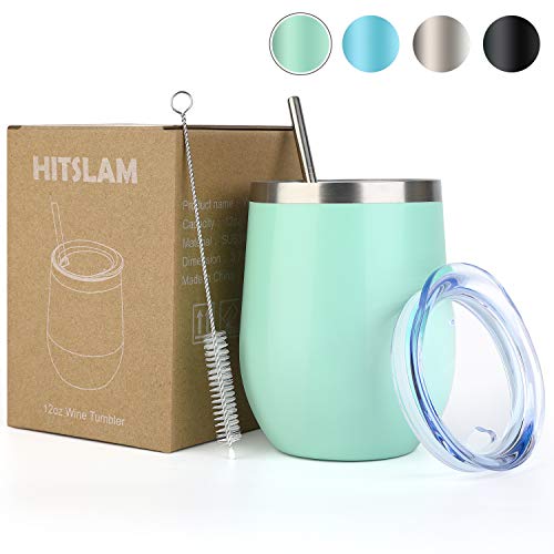 HITSLAM Wine Tumbler 12oz Stainless Steel Tumbler Vacuum Insulated Wine Glass Double Wall