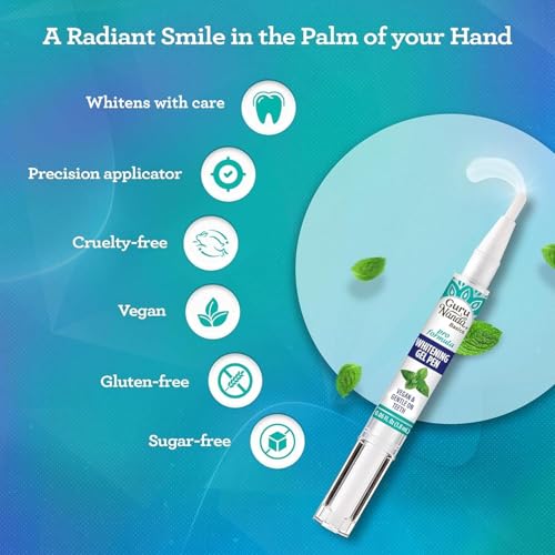 Image of GuruNanda Teeth Whitening Pen,(0.06 fl oz)-20 Uses, Pro Formula - Hydrogen Peroxide Whitening Gel Pen, Enamel-Safe, Cruelty-Free, Vegan, Mint Flavor (Pack of 4)