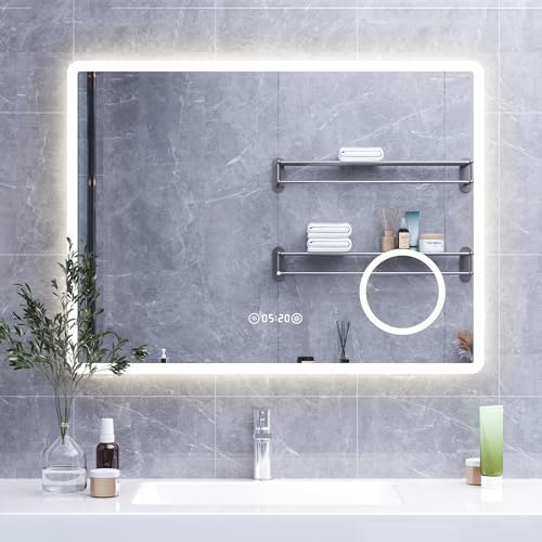 HySail Badspiegel mit Beleuchtung, 5mm Hochauflösender Silber-Spiegel, 3 Farbtemperaturen &...