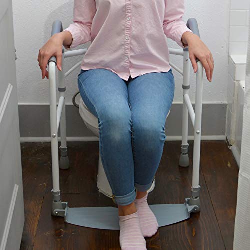 Rms Toilet Safety Frame & Rail - Folding & Portable Bathroom Toilet Safety Rails - Handrail Toilet Bars With Adjustable Height (White) #TOP2