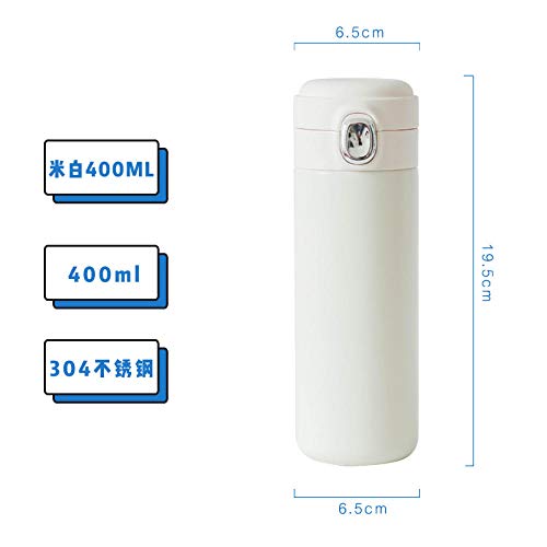Bottle Double Walled Steel Water Bottle and Simple, Artistic and, Portable Insulation Cup 400ml-Off-white