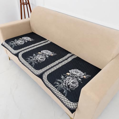 Image of Homerz 'Brooklyn Series' Premium Sofa Cover | Quilted Floral Design | Non-Slip Washable Sofa Protector | Soft Anti Slip Fabric (Ny Grey, 3 Seater, Only Seat Cover)