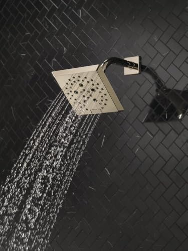 Image of Delta Faucet 5-Spray H2Okinetic Raincan Shower Head, Polished Nickel Showerhead, Square Shower Head, Delta Shower Head, Water Saving Shower Head, Lumicoat Polished Nickel 52664-PN-PR