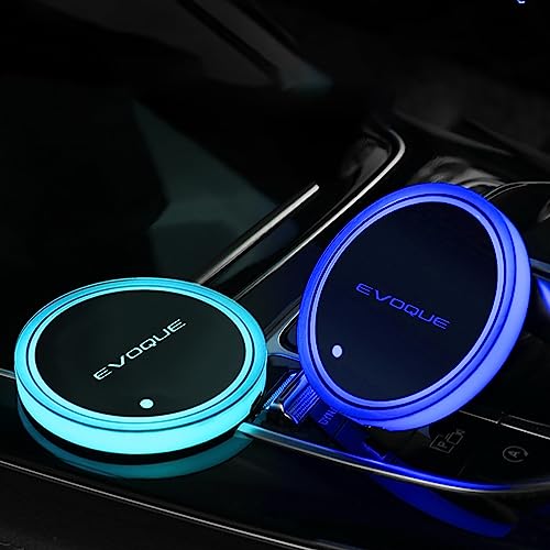 NURCIX 2 Pezzi Auto LED Luci Sottobicchieri,per Evoque portabicchieri Antiscivolo Tazza Tappetino,Ricaricabile USB Sottobicchiere