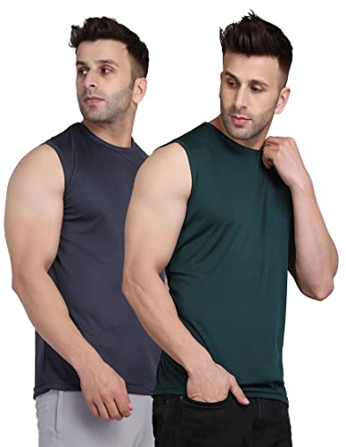 Image of Men's Regular Fit Sleeveless T-Shirt (Pack of 2)