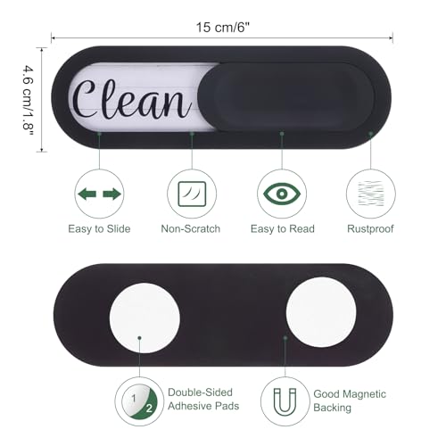QUARKZMAN Geschirrspüler Magnet Sauber Schmutzig Schild Oval Magnetischer Geschirrspüler Indikator Holzmaserung Kratzfestes Schild mit Aufklebern für Geschirrspüler Küche Hotel, Schwarz