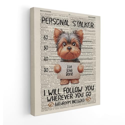 Decoración de pared de perro Yorkie: cuadro divertido para el baño y regalo de Yorkshire