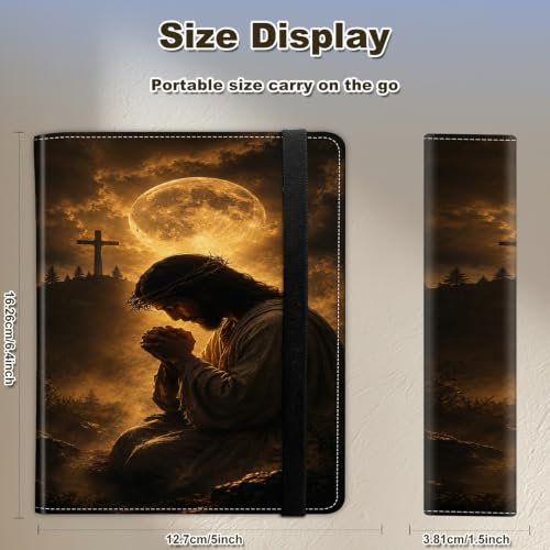 Image of Photo Album 4x6 120 Photos with Strong Elastic Band, Prayer Under Cross | Large Capacity Premium Leather Picture Album, Portable Wallet Albums Photo Book for Family Anniversaries Wedding Baby
