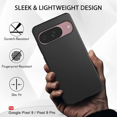 Image of TheGiftKart Sleek Back Cover Case for Google Pixel 9 /9 Pro | Slim Fit Protective Design | Ultra Matte Finish | Camera Protection Bump | Soft Silicon Case Cover for Pixel 9 /9 Pro (Silicone, Black)