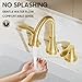 Phiestina Brushed Gold Widespread 8 Inch 3 Holes Bathroom Faucet，2 Handles Modern Bathroom Sink Faucet with Metal Pop-Up Drain & Water Supply Line, WFTY36-BG