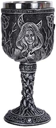 Triple diosa copa de vino hecha de polirresina con borde de acero inoxidable