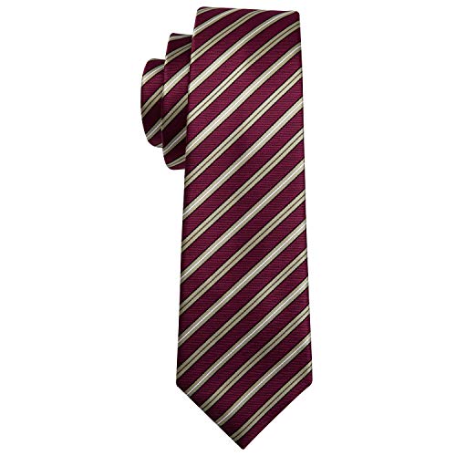 Image of Barry.Wang Tie Sets for Men Silk Stripe Necktie Woven Checkered Handkerchief Cufflinks Formal Business Wedding