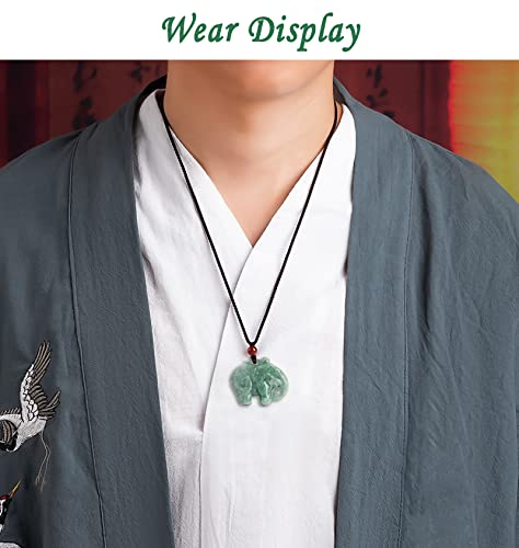 Hand-carved Elephant Necklace Natural Green Jade Pendant Necklace for Women Men, Fashion Rope Chain Good Luck Protection Amulet Jewelry Gifts Charm Necklace for Friends3