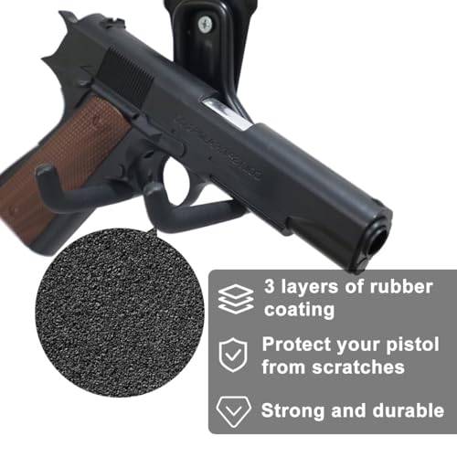 Pistol Rack, 1/4 Pack Pistol Holder for Gun Safe, Upgraded Pistol Wall Mount Use Heavy Duty Steel, Pistol Stand Mounted Behind Door, Wall, Cabinet, Etc