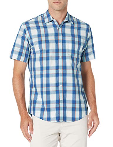 Image of Amazon Essentials Men's Regular-Fit Short-Sleeve Poplin Shirt, Collared, Washed