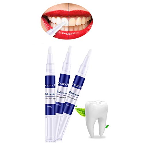 Stylo Blanchiment des Dents,Zero peroxyde Blanchiment Dentaire,Portable Blanchiment des Dents Pen,100% Ingrédients Naturels Kit professionnel Nettoie et blanchit les dents Normes CE(3pcs)