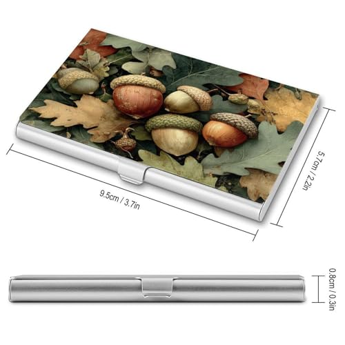 Acorns And Oak Leaves Business Card Holder, Pocket Slim Portable Metal Business Card Case for Women Men2