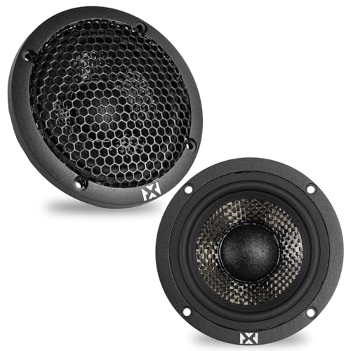 NVX XQS3v2 3.5 XQ-Series v2 Midrange Car Speakers 200W Peak / 100W RMS Pair Carbon Fiber Cones Neodymium Motor Speaker Grilles Included