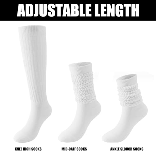 Image of 3 Pairs Women's Slouch Socks 80s 90s Neon Warm Scrunch Socks Chunky Socks Knit Scrunchie Socks Size 9 to 10