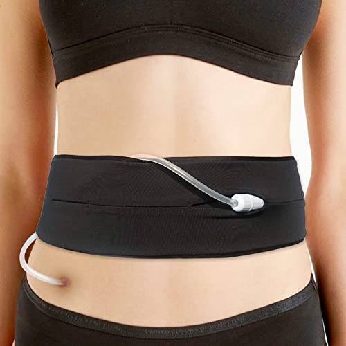 Comfortable Peritoneal Dialysis Belt PD Catheter Holder with Slits Waistband Fanny Pack Feeding Tube G-Tube PEG Accessories Safety Secure Patients Nuring Black Medium(29-41)