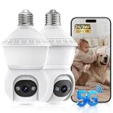 Light Bulb Security Camera,2.4G/5GHz WiFi 2K Security Cameras Wireless Outdoor,Bulb Cameras for Home Security,AI Human Detection and Alarm,2 Way Talk,Color Night Vision,Compatible with Alexa 2PCS