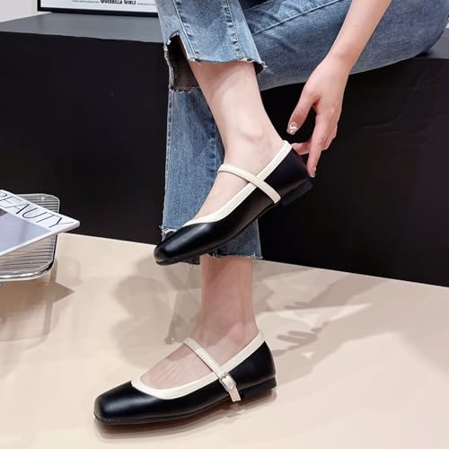 Dear Time Mary Jane Flats for Women Elegant Ballet Flats Strap Shoes Dressy Square Toe Flats Shoes4