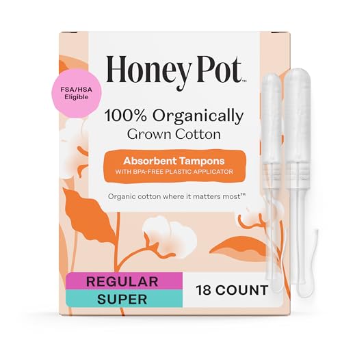 The Honey Pot Company, 100�� Organically Grown Cotton Duo-Pack Tampons�A���M�����[���X�[�p�[ �A�u�\�[�x���V�[�A18��