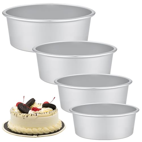 ZOENHOU 4PCS 4/6/8/10 Inch Aluminum Round Cake Pans, Cake Baking Tins with Detachable Bottom, Non-Stick Cake Pans for Baking Various Cakes and Breads