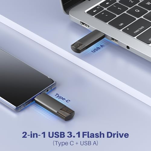 Image of 128GB USB C Flash Drive Dual USB 3.1 Flash Drive Type C + USB A Portable Type-C Flash Drive 2-in-1 USB-C Thumb Drive for Smartphone Tablet Computer Mac iPhone 15 Black