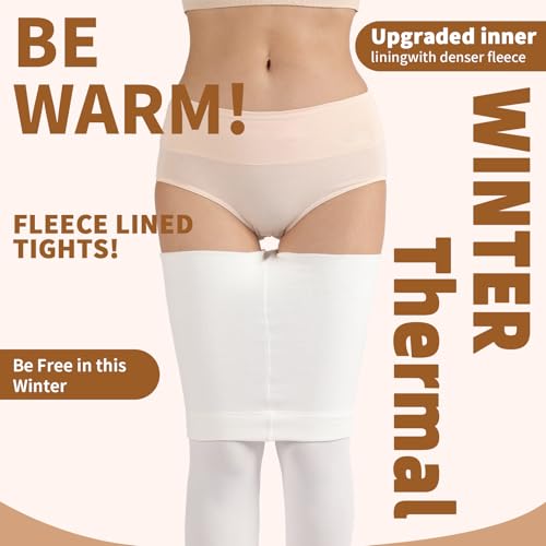 Image of DancMolly Opaque Fleece Lined Tights for Women, High Waist Warm Winter Thermal Control Top Pantyhose
