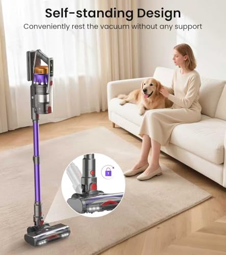 Image of NADALY Cordless Vacuum Cleaner, 650W 55KPA 70Mins Vacuum Cleaners for Home, Anti-Tangle, Self-Standing Stick Vacuum with LED Display, Lightweight Vacuum for Hardwood Floors /Pet Hair /Carpet