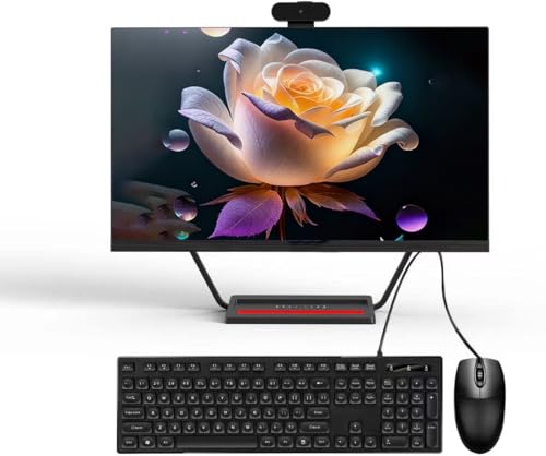 Image of 23.8inch All-in-One with Core i5 7300HQ All-in-one Desktop Computer PC16GB RAM 512GB SSD, 360Adjustable Webcam, Charging Panel, All-in-one PC Supporting Dual-Band WiFi, Bluetooth 4.2,Black