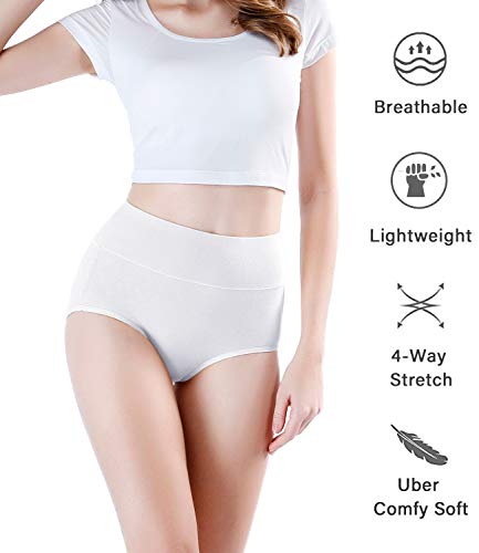Image of wirarpa Women's Modal Underwear Soft High Waist Briefs Ladies Panties 4 Pack (Regular & Plus Size)