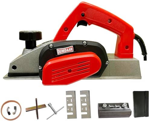 Image of Inditrust Dumdaar Electric Wood Planer 82mm 750W (Red) | Corded Professional Wood Planing Machine with Accessories | Heavy Duty Hand Planer for Carpentry, Furniture & DIY Work