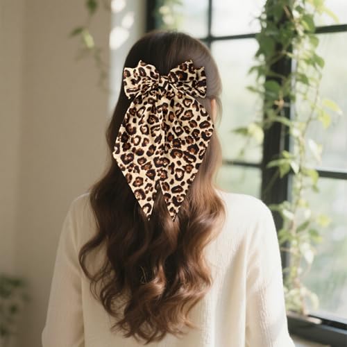 Lazo grande para cabello con estampado de leopardo miniatura 5