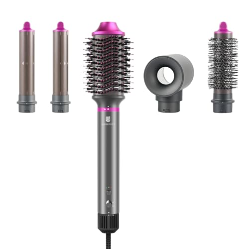 Hair Dryer Brush, 5 in 1 One Step Professional Hot Air Brush Set for Fast Drying, Curling Drying, Straightening Combing, Hair Styler [Ceramic Coating] [Negative Ion] [110000 RPM High Speed]