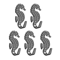 IFUDE 5 Pcs Seahorse Multi-Purpose Metal Wall Hooks, Heavy Duty Wall Mounted Metal Key Holder Carbon Steel Coat Towel Wall Hook for Entryway, Kitchen, Bedroom, Bathroom