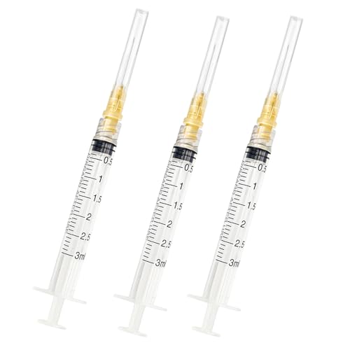100pcs 3ml/cc 25G 5/8 inch（16mm）for Industrial Scientific Accessories, Refilling Liquid, Individually Wrapped