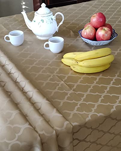 Tektrum 70 X 70 Inch Square Moroccan Flower Jacquard Tablecloth Table Cover - Spill Proof/Stain Resistant/Waterproof/Wrinkle Free/Heavy Duty - Great For Parties, Banquet, Dinner, Wedding (Gold) #TOP4