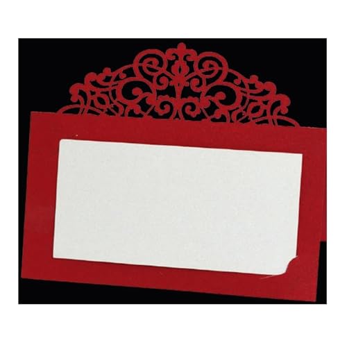 LIUHLFSR Tarjetas de lugar for mesa con nombre y mensaje encaje, cortadas láser, flores vintage, for decoración bodas, cumpleaños fiestas, 50 o 100 unidades para Bodas, Cumpleaños(Red,50Pcs)