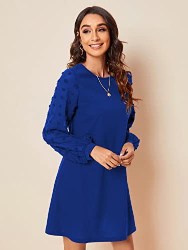 Image of SweatyRocks Women's Elegant Mesh Contrast Long Sleeve A Line Mini Short Dress