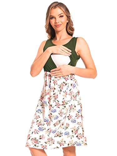 Image of Bearsland Women's Sleeveless Maternity Dress Nursing Breastfeeding Dresses with Pockets